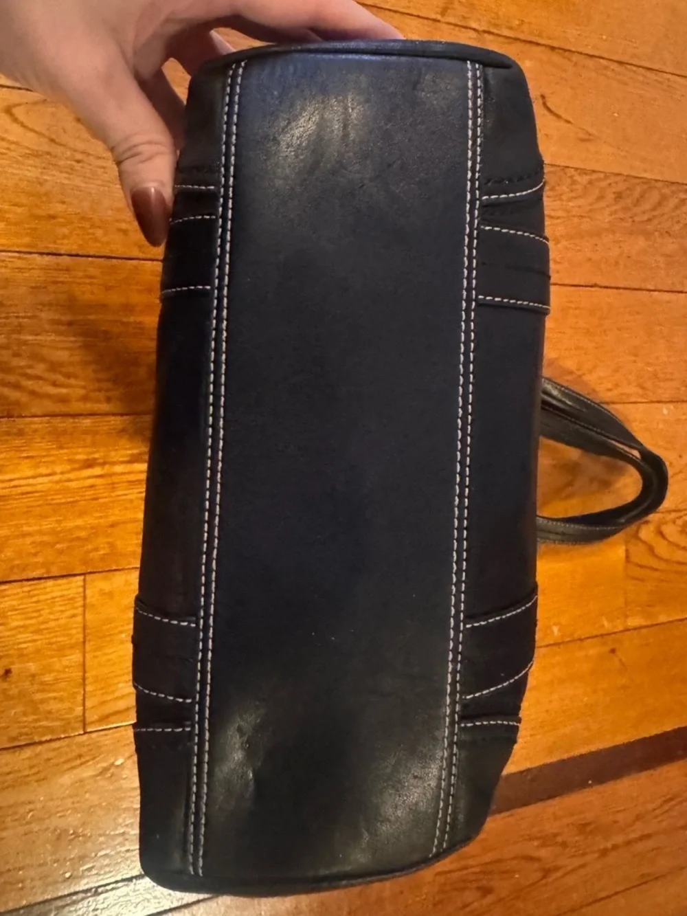 Vintage Black Hampton Leather Coach Shoulder Bag Purse: 12607